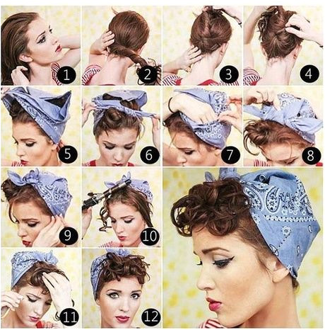 50s hairstyles with bandana tutorial