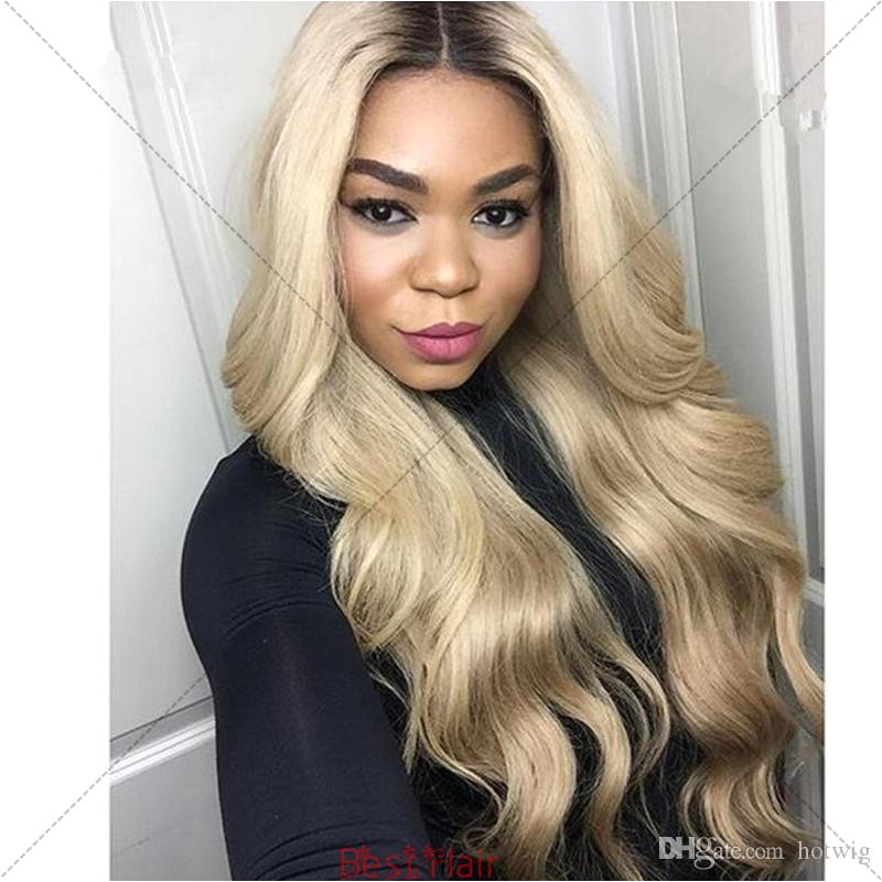 Beyonce Ombre Full Lace Wig 1b 613 Brazilian Human Hair Black And Blonde Two Tone Lace Wig With Baby Hair Free Brazilian Hair Lace Wigs Wholesale From
