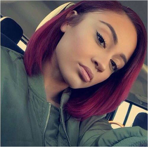 Short Bright Ombre Red Bob Haircuts with side bangs for black women Lace Front Wigs Prettyyy Pinterest