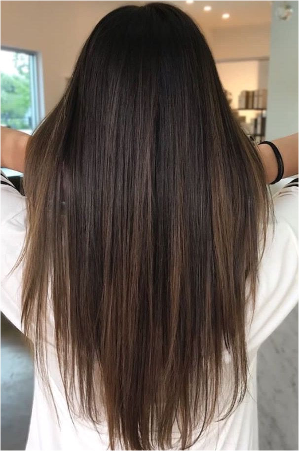 Brunette balayage straight hair brown highlights long hair