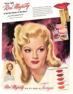 red majesty Tangee Lipstick Vintage Makeup Ads Retro Makeup Vintage Ads Vintage