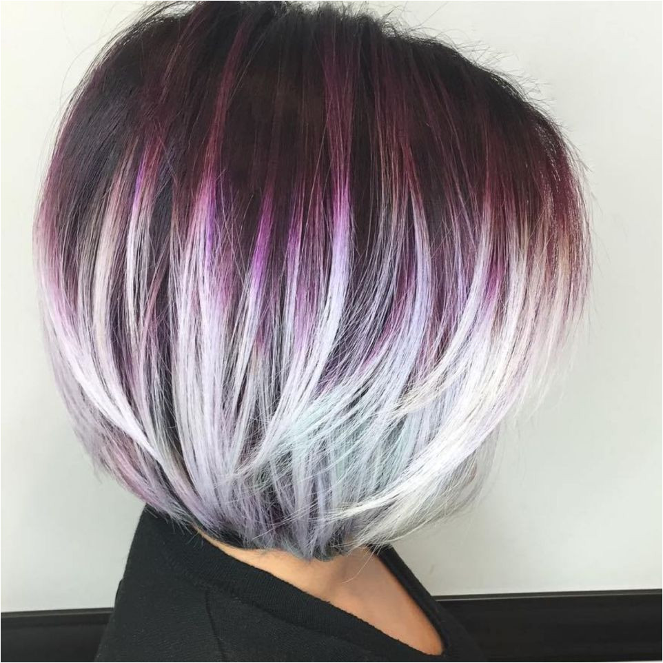 Purple Bob With White Highlights