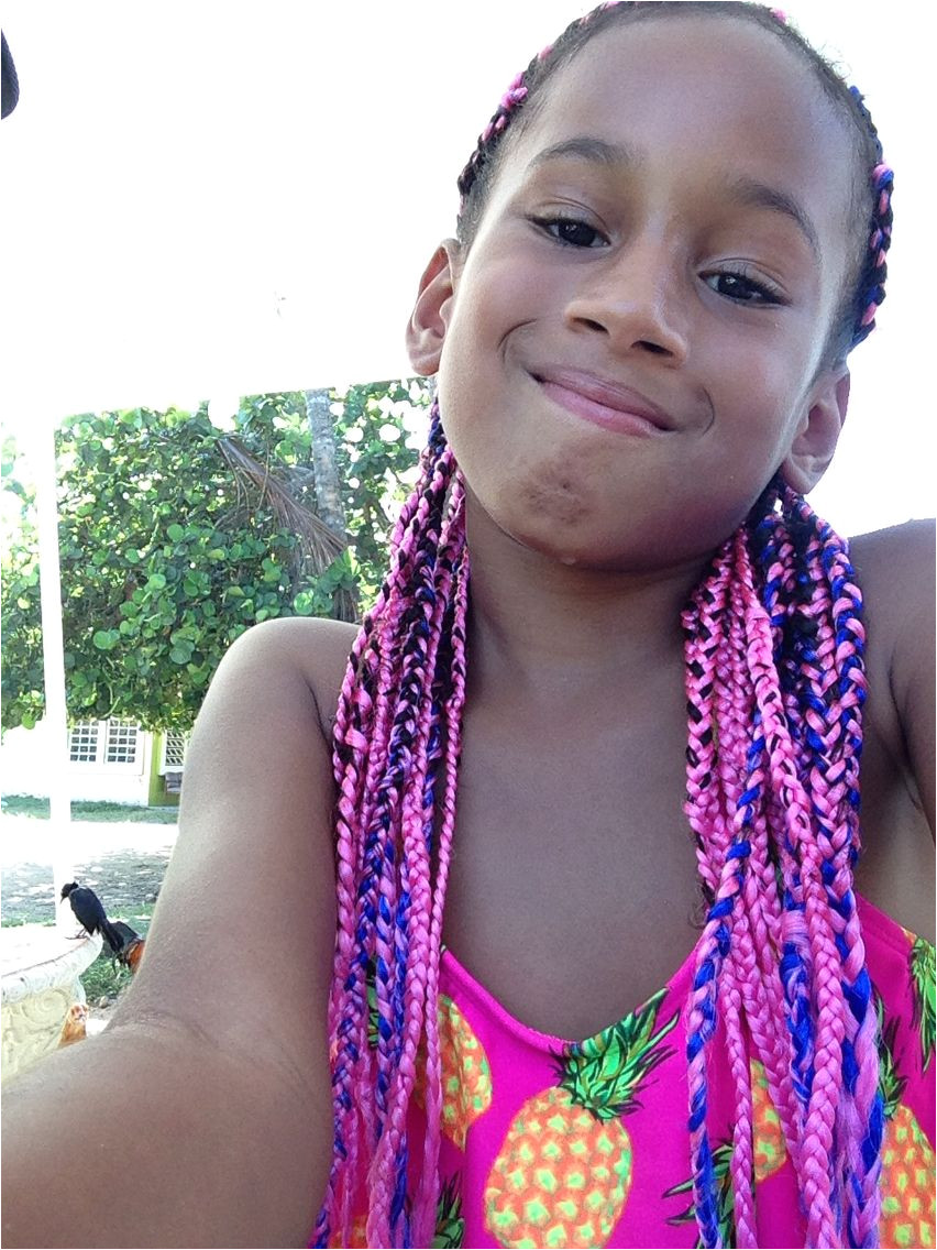 Pink and blue mixed box braids Perfect for little girls