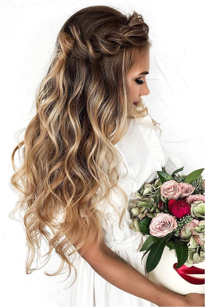 Wedding hairstyles down haalf up twisted long hair dyadkinaira wedding hairstyle frisur frisurende harstyles HochzeitFrisuren weddinghairstyles