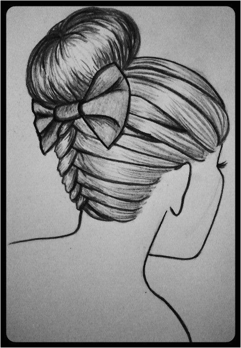 braided bun updo with bow drawing