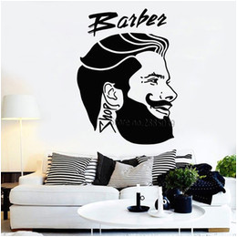 cool kids room decor Coupons Barbershop Logotype Vinyl Wall Decal For Haircut Male Hairstyle Head