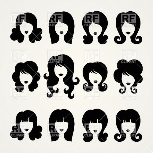 silhouettes of women hairstyles Download Royalty free Vector File EPS