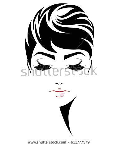 illustration of women short hair style icon logo women face on white background vector