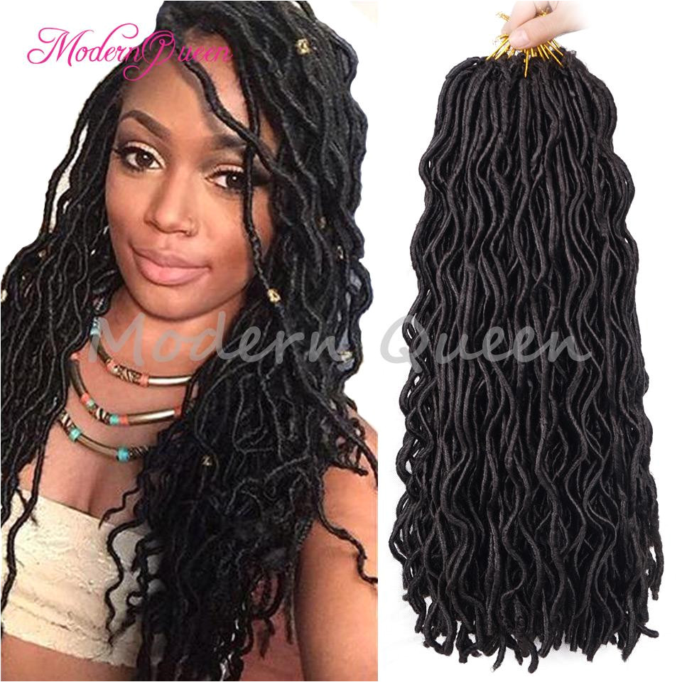 2019 18 Inch Soft Wavy Faux Locs Crochet Braids Curly Crochet Dreadlock Braiding Hair Extensions Kanekalon Synthetic FauxLocs Crochet Twist Hair From