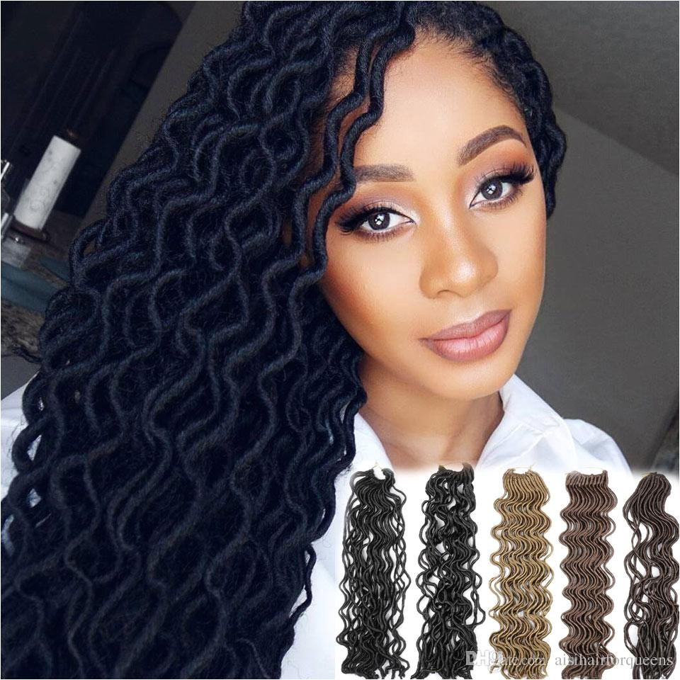 24 Strands Pcs Faux Locs Curly Crochet Braids Soft Locks Hair 20 Inch Heat Resistant Synthetic Hair Extension Crochet Braids Hair Pure Color Crochet