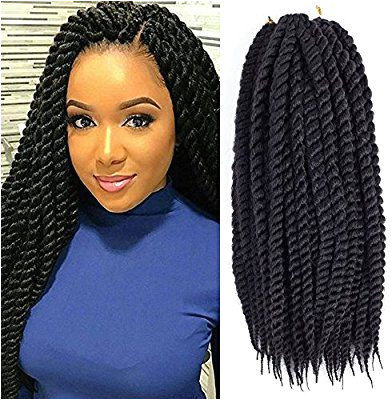 Amazon Dingxiu 6 Packs 18 inch Havana Mambo Twist Crochet Hair Braids Senegalese Twist Crochet Braiding Hair 18" 1B Beauty