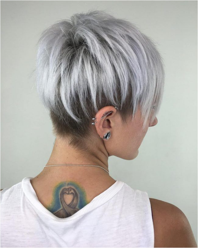 Silver Pixie Cut with Layered Lowlights