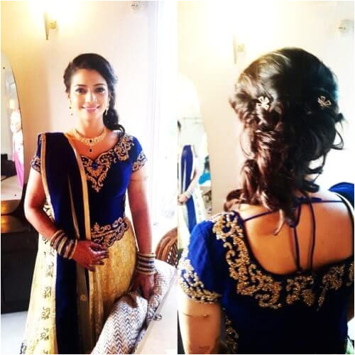 Loose bun hairstyle for lehenga choli