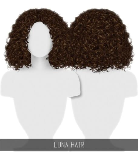 LUNA HAIR curly for The Sims 4