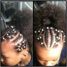 Front only scalp braids with colored rubber bands Little Girls Natural Hairstyles Black Girls