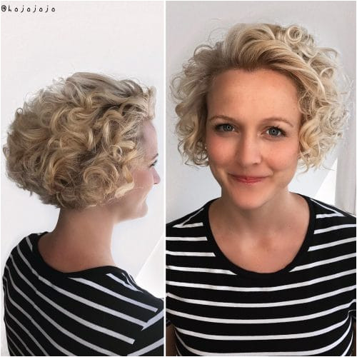 Enhanced Blond Bob for Curly Hair Gorgeously enhanced curls