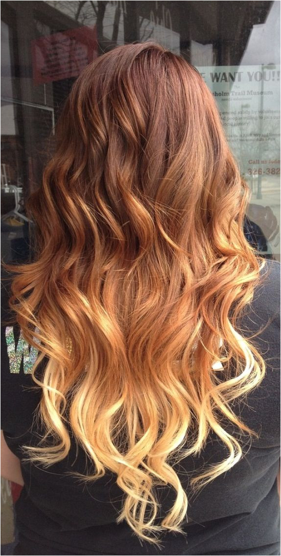 Red to Blonde Ombre Hair for Long Hair I think this is my favorite ombre I ve seen I would love to dye my hair these colors if it weren t for my