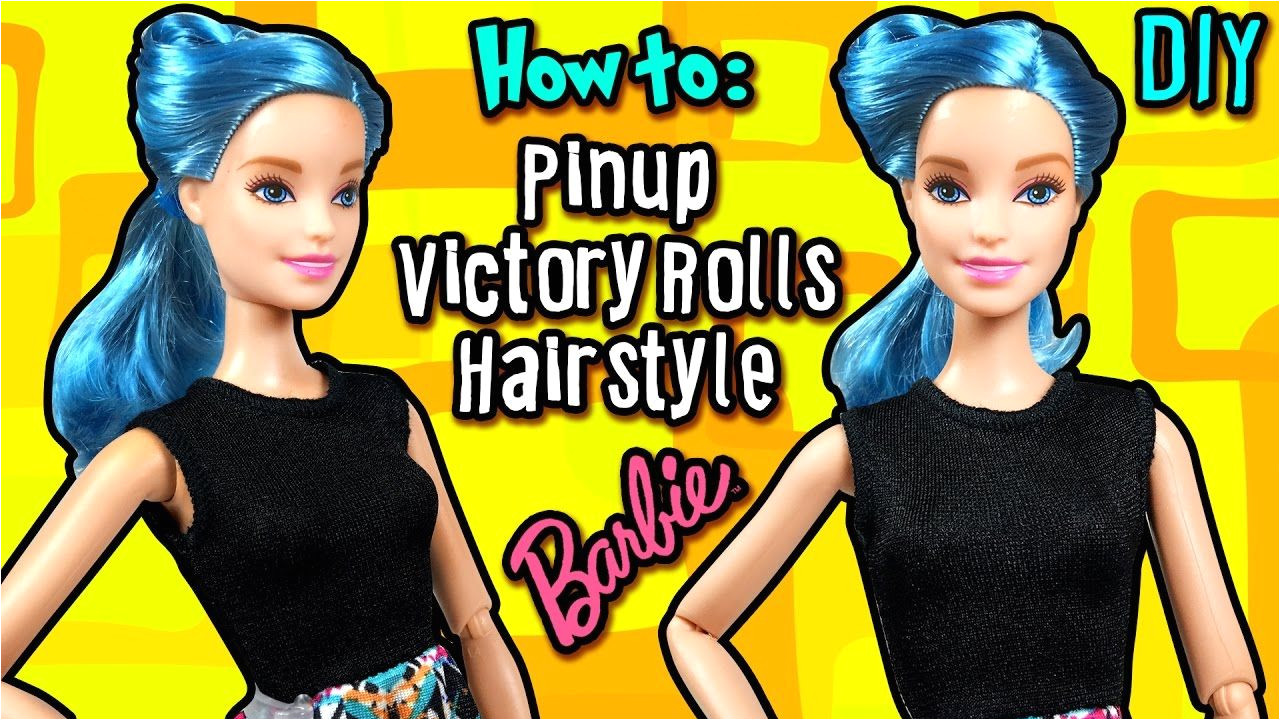 How to Pinup Victory Roll Hair Tutorial with Barbie Doll DIY Doll Vin