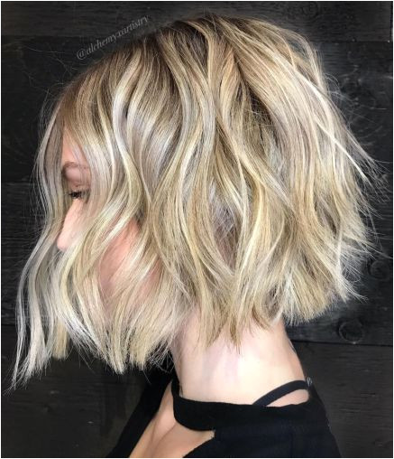 Blonde Choppy Wavy Bob