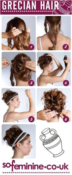 DIY Grecian Hairstyle Grecian Hairstyles Pretty Hairstyles Roman Hairstyles Greek Goddess Hairstyles