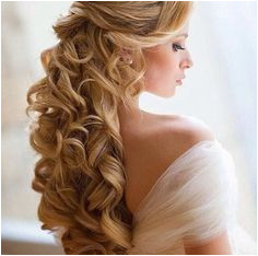 Beautiful half up half down hairstyle Wedding Curls Long Hair For Wedding Big Curls