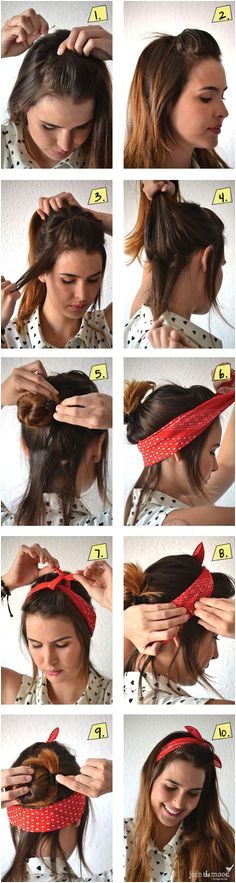 How To Hairstyle With Bandana Scarf Hairstyles Cute Hairstyles Hairstyles With Headbands