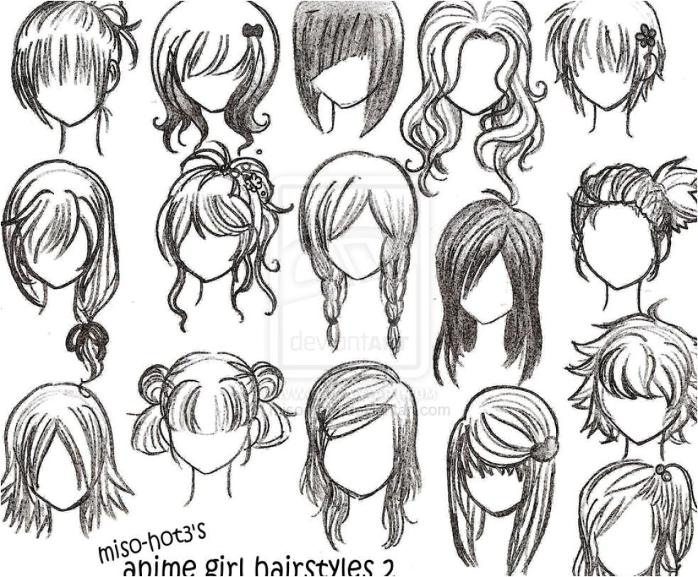 Image result for easy to draw anime girl hair