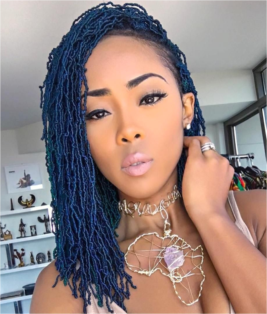 Small Blue Medium Length Faux Locs