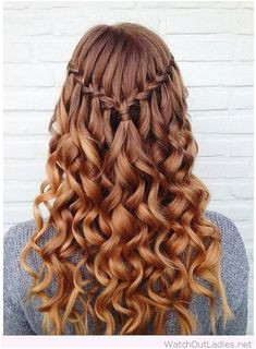 Amazing waterfall braid More Simple Hairstyles With Curls Hair With Curls