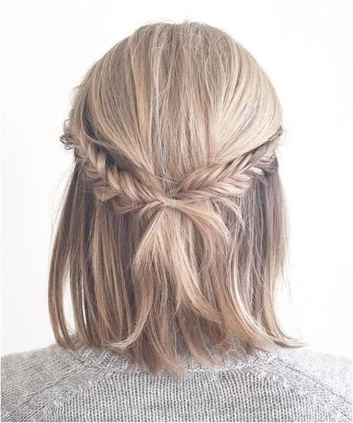 Back View of Beautiful Short Hairstyles 2018 with Little Cross Braids