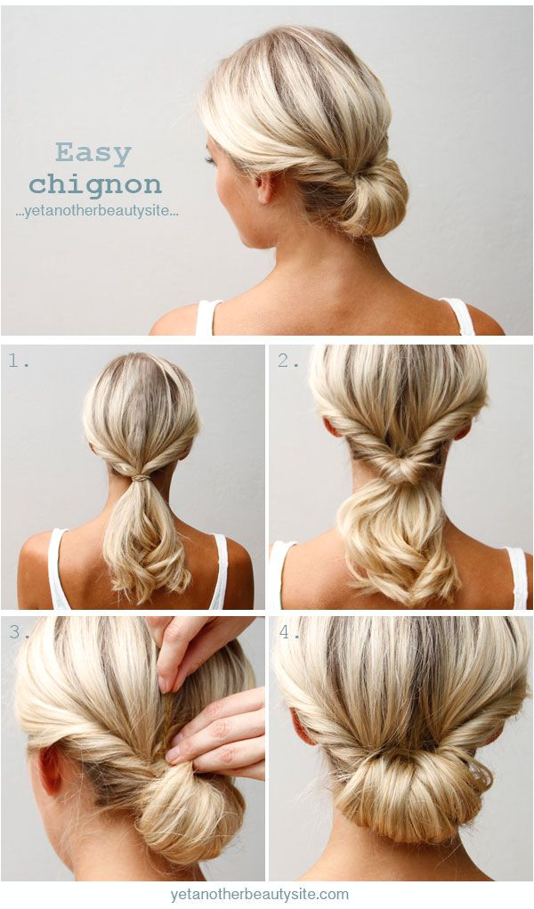 Easy Chignon Hairstyle This is my favorite easy updo so glad I found a tutorial