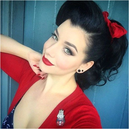 pin up ponytail with a red bow Pin Up Hairstyles