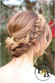 Wedding hair with braid messy bridal updo bridesmaids hair Bridal Hair Braids Plait