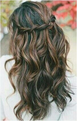 Loose curls and waterfall braid Love