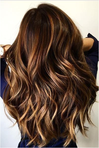 balayage layered wavy hairstyle long haircuts 2017 blonde and cinnamon balayage for chocolate brown hair