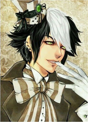 Black white hair anime mad hatter