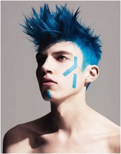 Blue hair disconnected undercut hair style Futuristic Hair Men Hair Color Hair Color