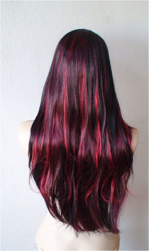 black into burgundy highlights