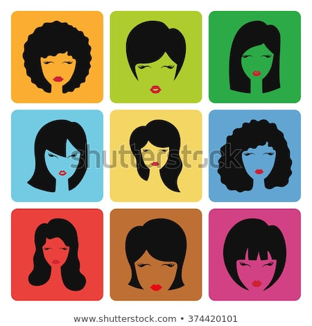 Hairstyle silhouette Woman girl female hair icon Beauty vector on Colorful