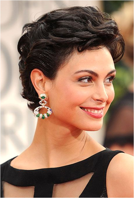 Brides Wedding Hairstyle Inspiration from the 2012 Red Carpet Morena Baccarin at the 2012 Golden Globes Browse more short wedding hairstyle ideas