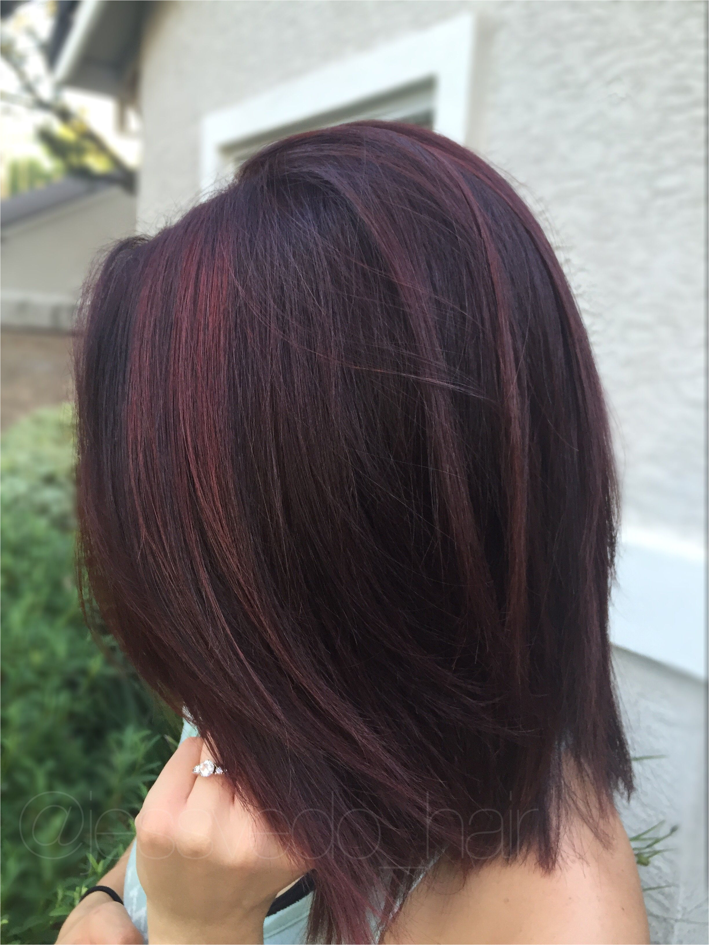 Red violet hair color with some red balayage highlights on short hair Just in time for fall and winter FORMULA on my IG jessvedo hair