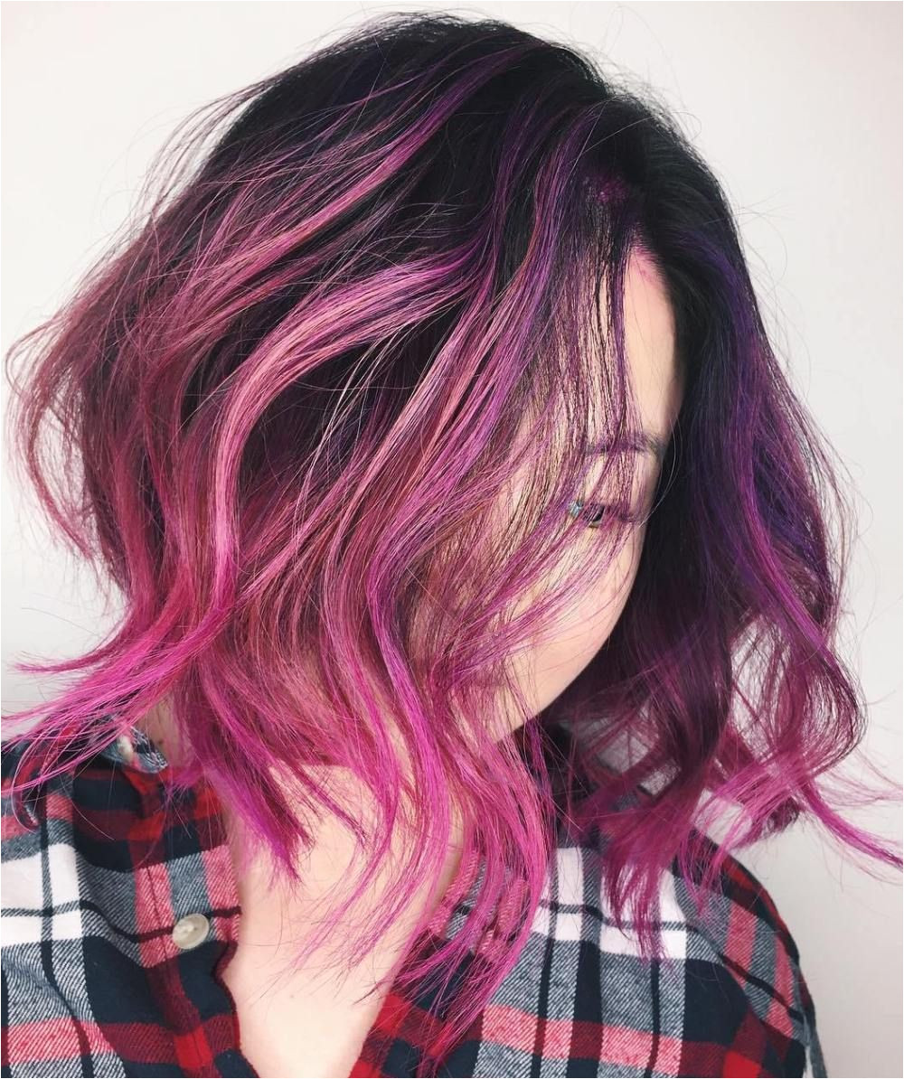 magenta balayage for black hair