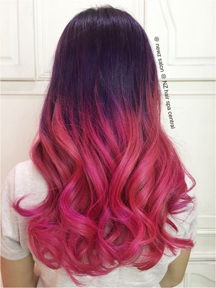 Opals purple dip dye fade pink balayage Ombre hair dye effect ideas Balayage Ombre dip dye Hair Color Newz salon & NZ hair spa central Johor Bahru Malaysia