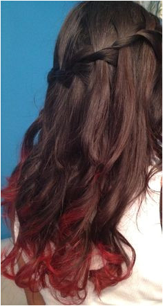 Red dip dye and waterfall braid