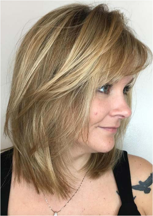 Haircuts & Hairstyles for Women Over 50 Medium Fringed Lowlights