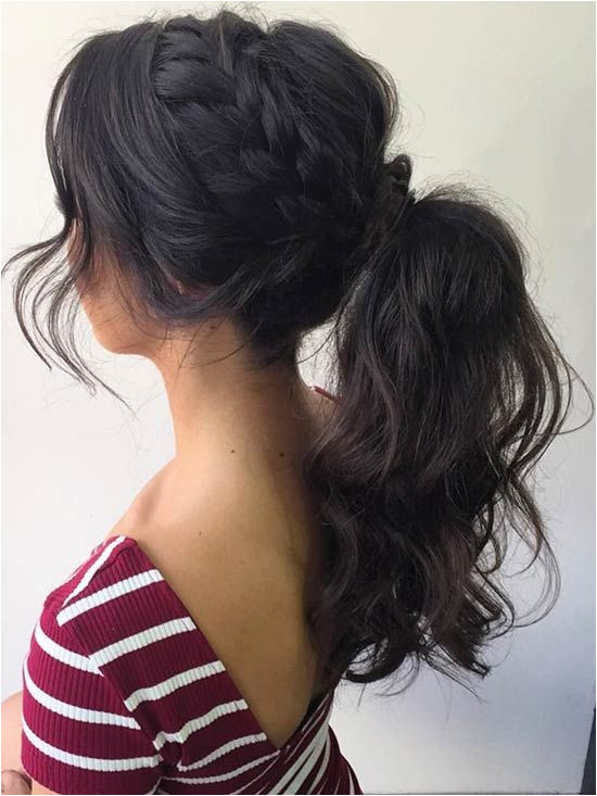 Braid to a High Curly Ponytail Prom Hair