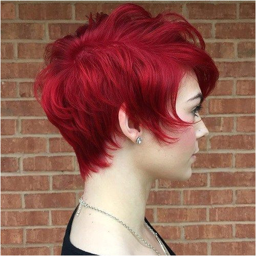 Short Cherry Red Hairstyle For Thin Hair