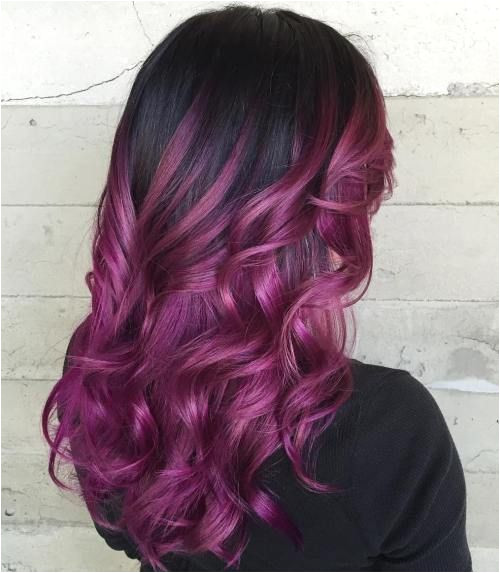 Violet Balayage For Black Hair Pink Purple Hair Black Hair Purple Highlights Balayage Hair