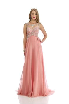 2014 Bateau Prom Dress Beaded Bodice A Line With Chiffon Skirt Court Train USD 163 99 LPPEYYTDPB