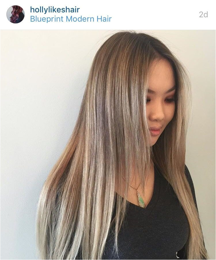 Asian Hair Highlights Elegant ash Blonde Balayage and Base asian Hair In Portland or Pdx